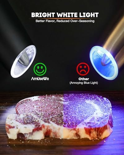 AmuseWit Gravity Electric Salt Pepper Grinder Set White Light