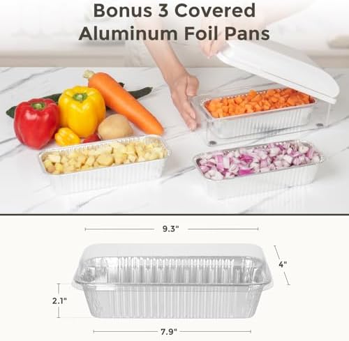 X Home Vegetable Chopper with 2 Blades and 3 Aluminum Pans White