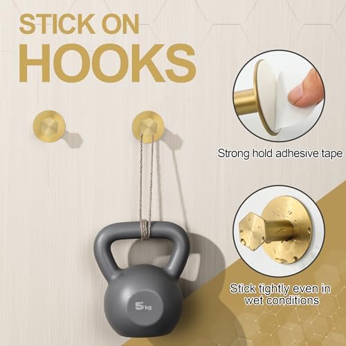 SAYAYO Adhesive Hooks 4 Pack Brushed Gold 1