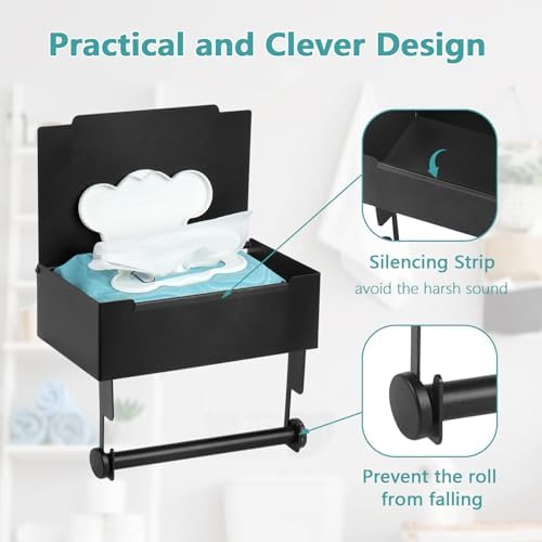 NATUREKIT Stainless Steel Toilet Paper Holder with Storage