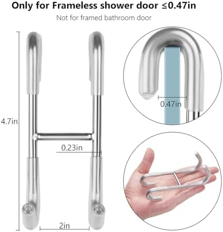 NINETREX Shower Door Hooks 4 Pack Silver