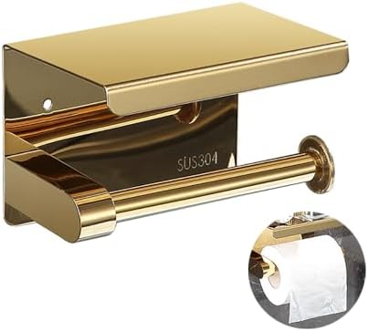 Stainless Steel Toilet Paper Holder with Phone Shelf 1