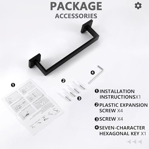 12-Inch Matte Black Stainless Steel Towel Bar