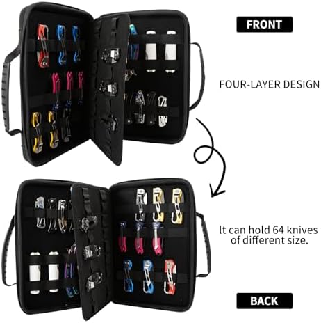 QEES Knife Display Case 62 Slots Black Knife Storage Organizer