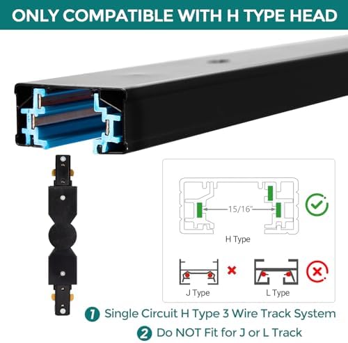 iCreating H Track Connector - 3 Wire Adjustable Lighting Rails Accessory