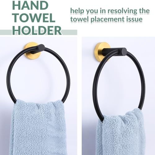 APLusee Black Gold Stainless Steel Towel Ring