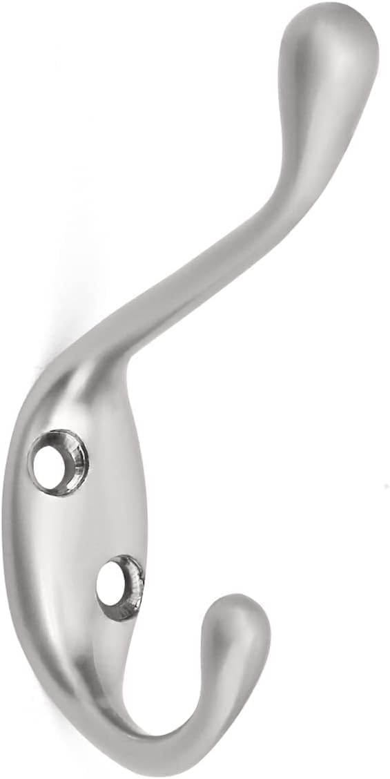 HOMOTEK Heavy Duty Dual Coat Hooks Satin Nickel