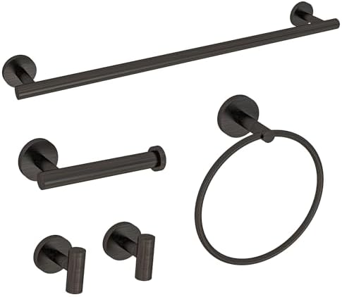 Gkhomext Matte Black Towel Bar Set 5 Piece