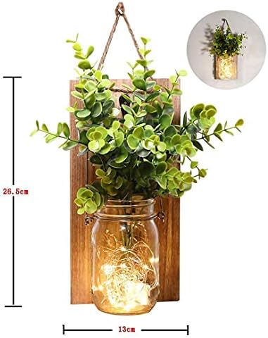 ECTY Rustic Wall Sconces with Mason Jars and LED Lights 2 Pack