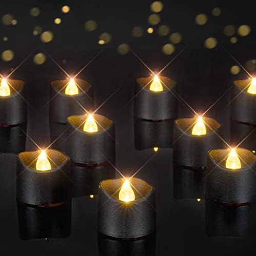 Homemory 24-Pack Battery Operated Black Tea Lights Candles