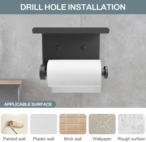 SetSail Toilet Paper Holder with Shelf Matte Black