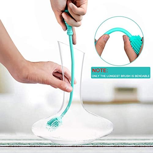 YRDGRG Silicone Bottle Brush Set of 3 for Narrow Bottles