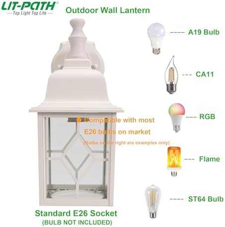 LIT-PaTH Dusk to Dawn Wall Lantern White Outdoor Light Fixture