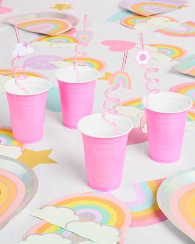 XO Fetti Reusable Rainbow Heart Flower Straw Set - 16 pc