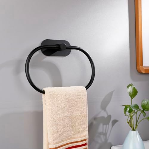 Eolax Matte Black Towel Bar 2 Pack No Drilling Wall Mount