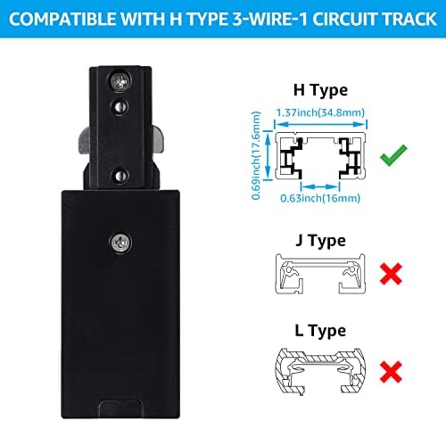 LEONLITE H Track Live End Feed Connector 3-Wire-1 Circuit Black
