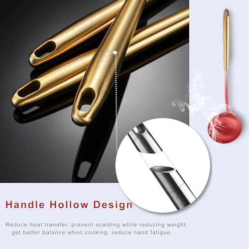 NIITAWH 9 PCS Gold Stainless Steel Cooking Utensils Set
