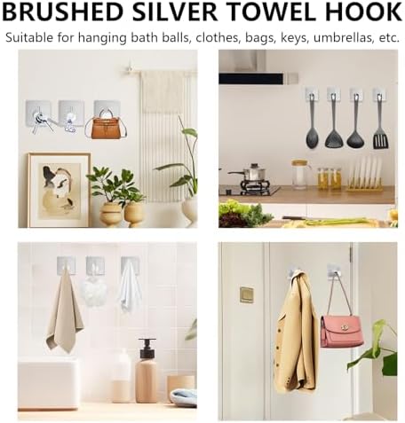 Z-TIISON Brushed Silver Towel Hook 8Pack