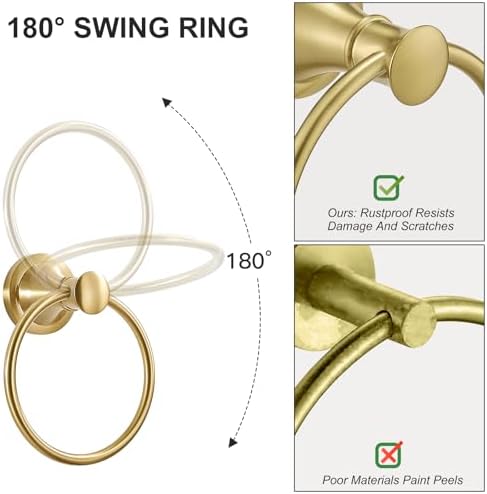 BESy Brushed Gold Towel Ring Rustproof Stainless Steel Bathroom Hardware Accessory