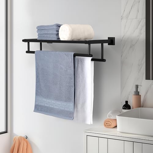 SEIDO Double Towel Bar 24 Inch Matte Black Stainless Steel 1