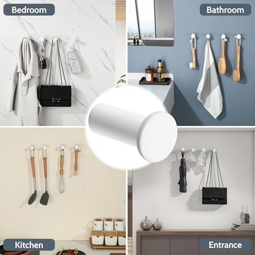 SAYAYO Matte White Robe Hooks 4 Pcs Heavy Duty Wall Mount