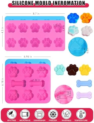 Silicone Dog Treat Molds with Recipe Cards - Set of 15