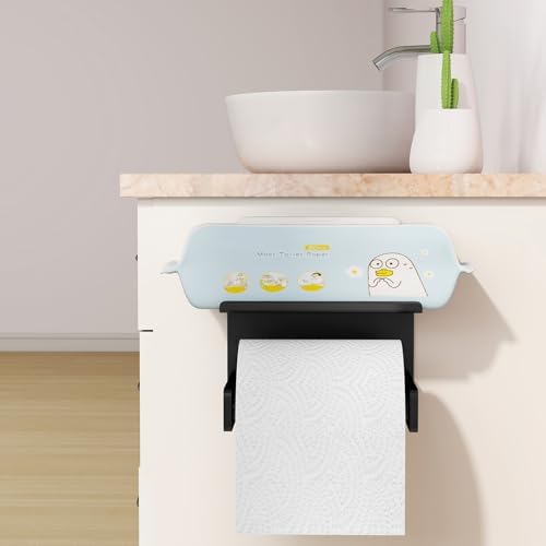 Bethom Toilet Paper Holder with Shelf Matte Black Double Post Design