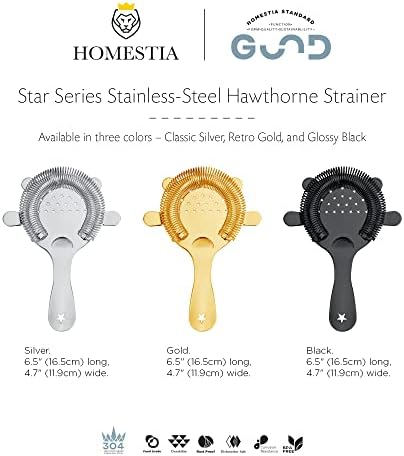 Homestia 4-Prong Star Pattern Bar Strainer 304 Stainless Steel