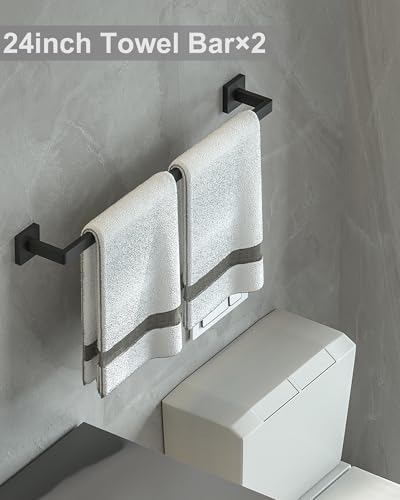 Hinmood Bathroom Hardware Set Square 10 Pieces Matte Black