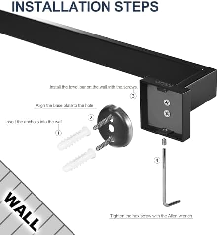 SEIDO Matte Black Towel Bar 36 Inch Heavy Duty