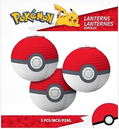 Amscan Pokemon Ball Paper Party Lanterns - Pack of 3