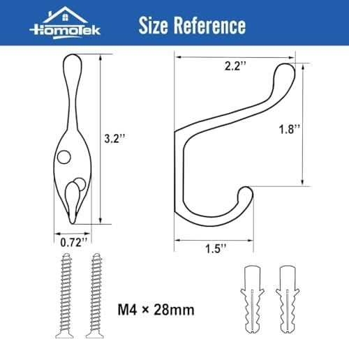 HOMOTEK Heavy Duty Dual Coat Hooks Satin Nickel