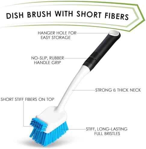 MOSOLAN 3-Piece Dish Brush Set with Scrubber and Water Bottle Brush