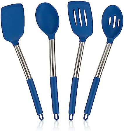 4 Pack Silicone Utensils Set with Stainless Steel Handles