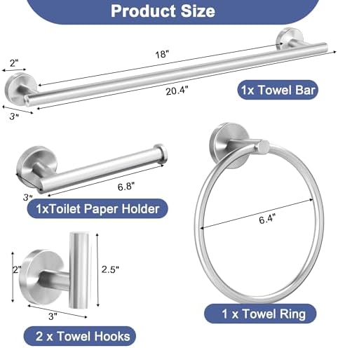 SCILIVE 5-Piece Brushed Nickel Bathroom Hardware Set