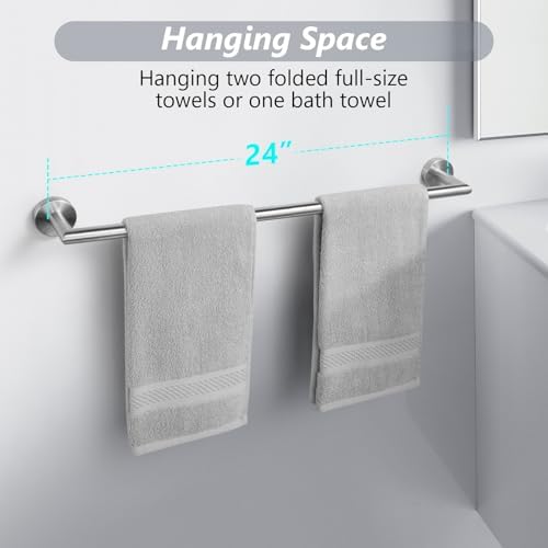 JunSun 24 Inch Modern Towel Bar with Brushed Nickel Finish