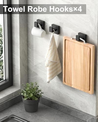 Hinmood Bathroom Hardware Set Square 10 Pieces Matte Black