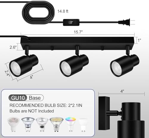 Bricosmocon 3-Light Black Track Lighting Fixture