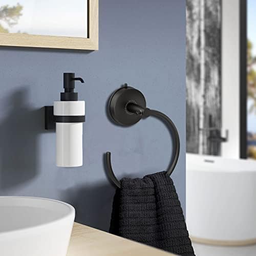 DGYB Matte Black Suction Cup Towel Holder for Bathroom Wall