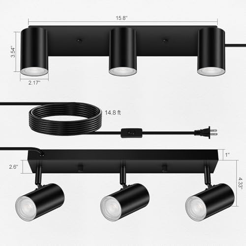 AUQUEE 3 Light Track Lighting Kit with Rocker Switch