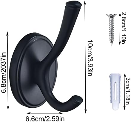 DMYMAT 4 Pack Black Robe Hooks for Bathroom and Kitchen