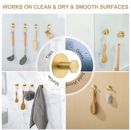 SAYAYO Adhesive Hooks 4 Pack Brushed Gold 1