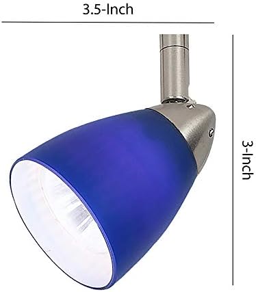 Benzara Adjustable Track Light Head with Blue Glass Shade 1