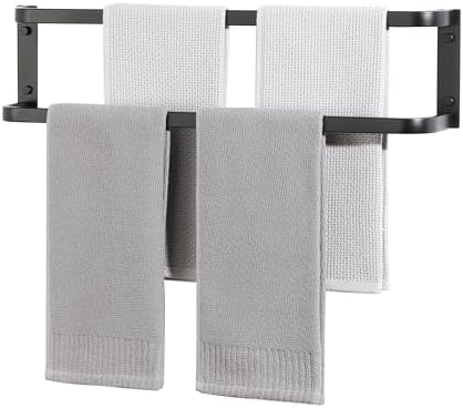 Mooche Double Towel Rack 24-Inch Matte Black Stainless Steel