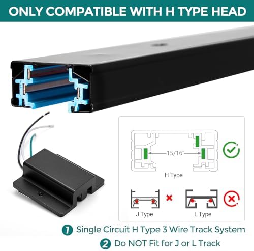 H Track Floating Canopy Connector - 3 Wire LED Track Lighting Accessory