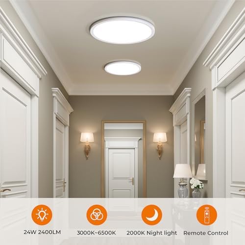 Matane 12in LED Flush Mount Light with Remote Control