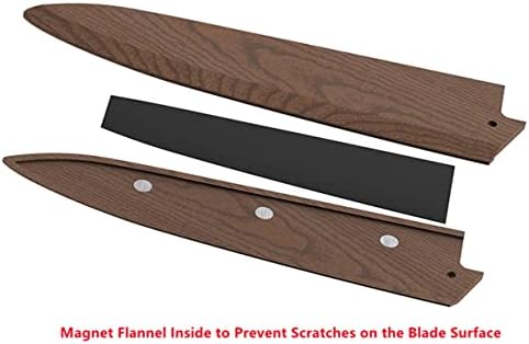 Aibote 5 Inch Black Walnut Knife Sheath Holder with Magnetic Flannel