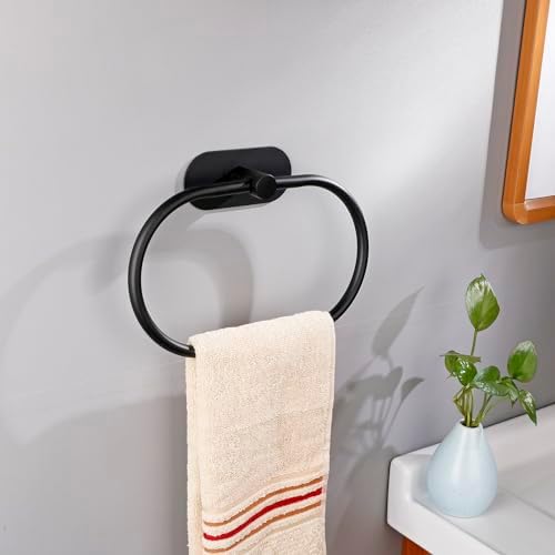 Eolax Matte Black Towel Bar 2 Pack No Drilling Wall Mount