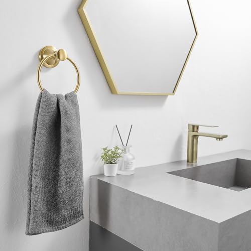 BESy Brushed Gold Towel Ring Rustproof Stainless Steel Bathroom Hardware Accessory