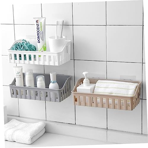 ERINGOGO Multifunctional Suction Cup Wall Shelf Organizer Light Gray